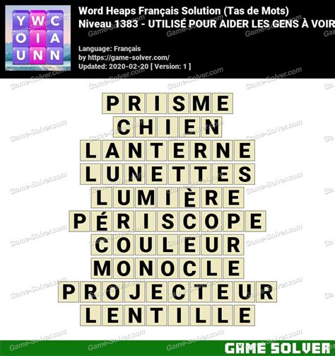 Solution Wordalot Niveau 1383 .